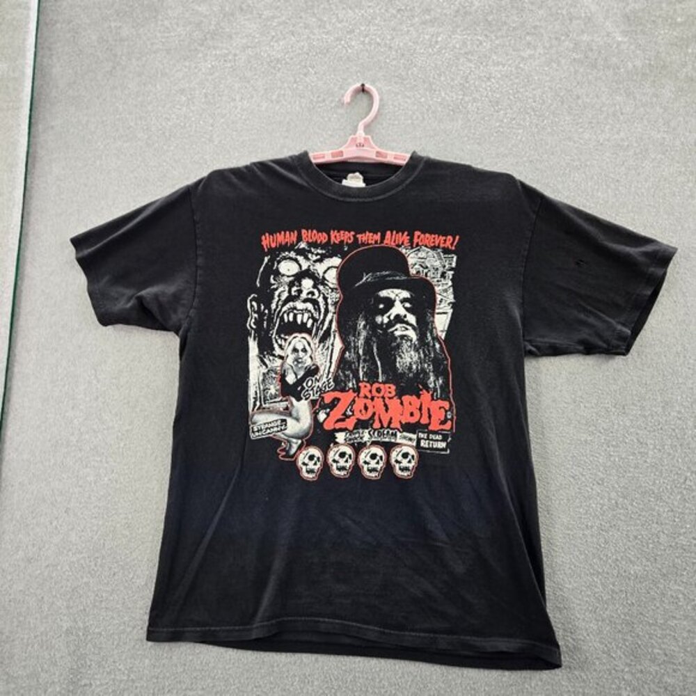 VINTAGE Rob Zombie Men Shirt XL Black 20 Years‎ Scream Show Band Y2K READ